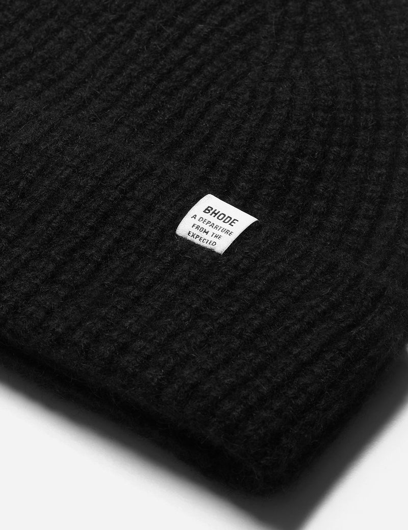 Bhode 'Pineapple' Scottish Texture Beanie Hat (Lambswool) - Black