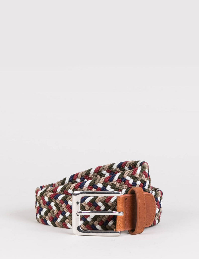 Hone Woven Plait Belt - Multi Olive/Blue