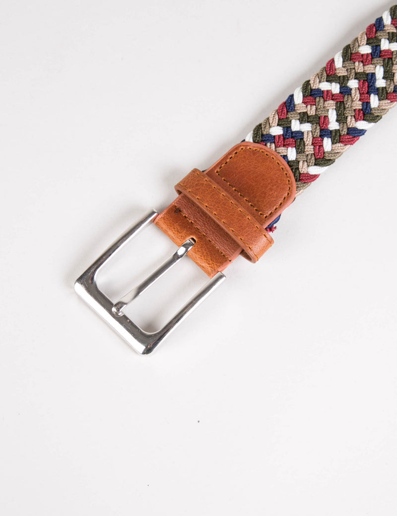 Hone Woven Plait Belt - Multi Olive/Blue