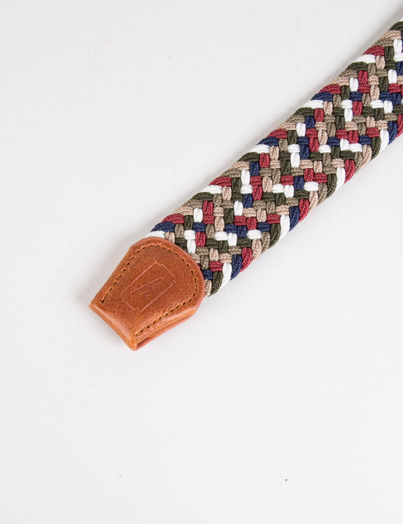 Hone Woven Plait Belt - Multi Olive/Blue