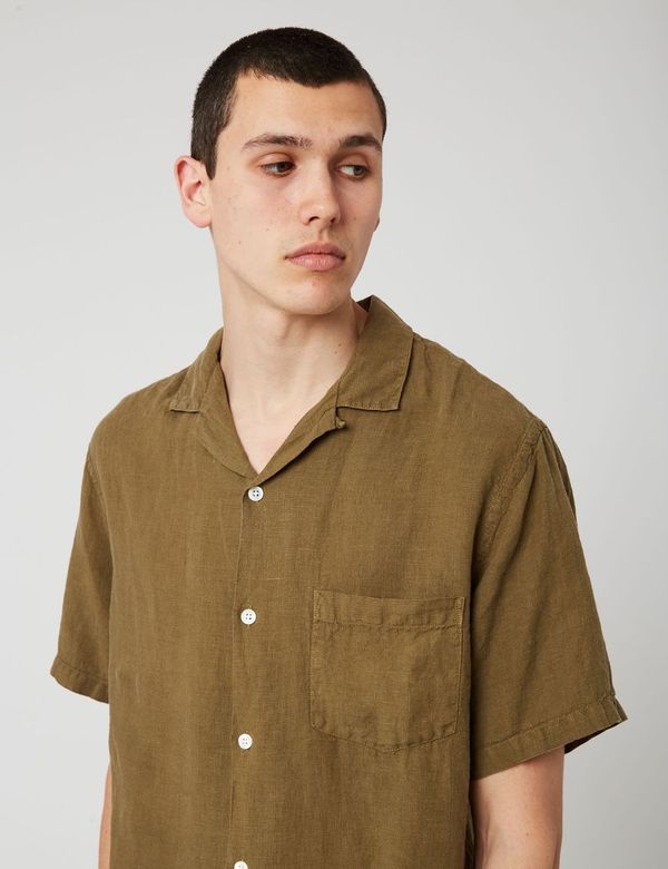 Chemise Col Camp Portuguese Flannel (Lin) - Vert Olive