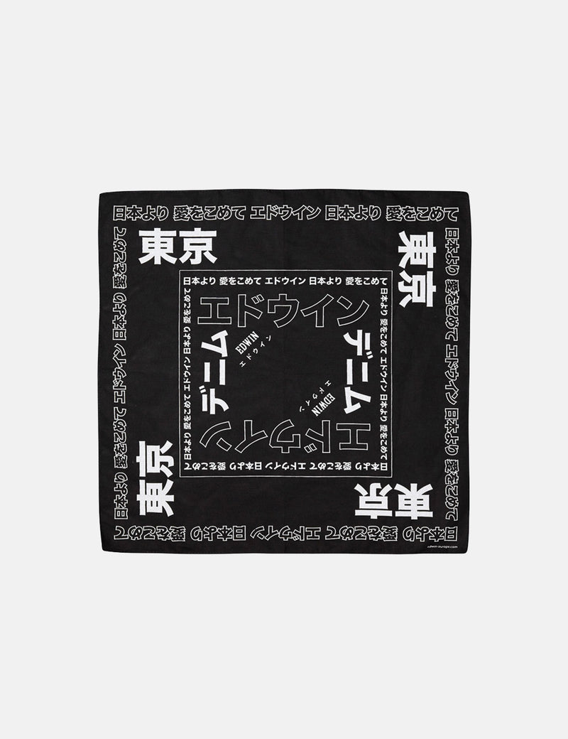 Edwinバンダナ-ブラック/ホワイト