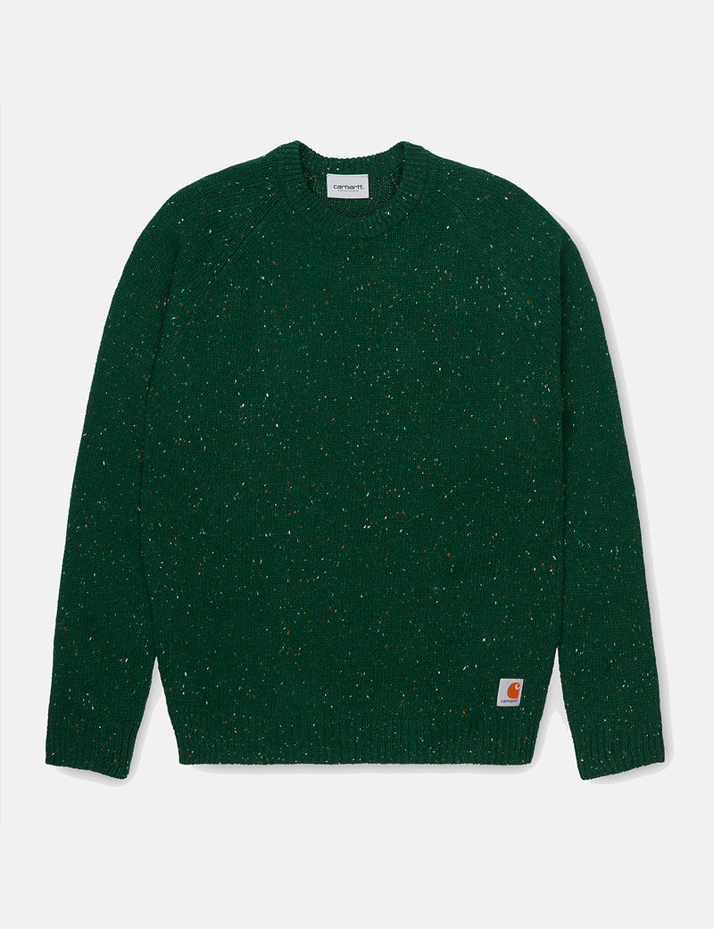 Carhartt-WIP Anglistic Knitted Jumper - Bottle Green Heather