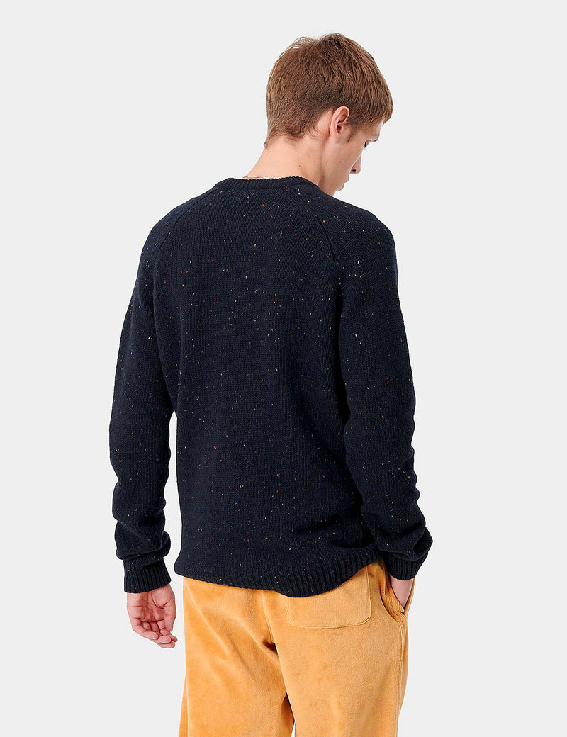 Carhartt-WIP Pull Anglistic Knitted - Dark Navy Blue Heather