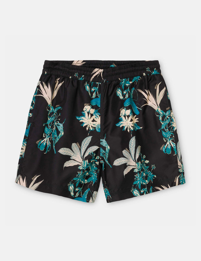 Carhartt-WIP Drift Swim Shorts - Hawaiian Floral Print/Black
