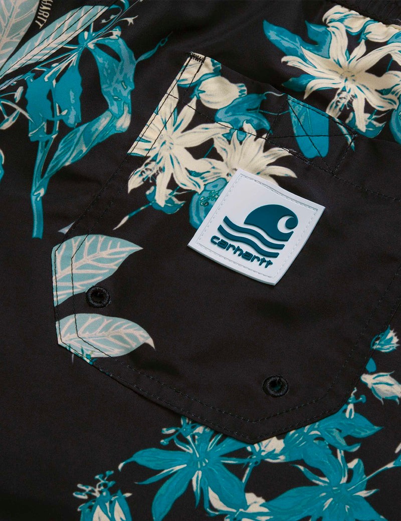 Carhartt-WIP Drift Swim Shorts - Hawaiian Floral Print/Noir