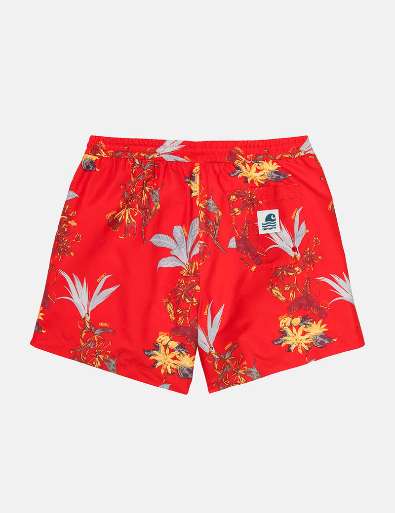 Carhartt-WIP Drift Swim Shorts - Hawaiian Floral Print/Red