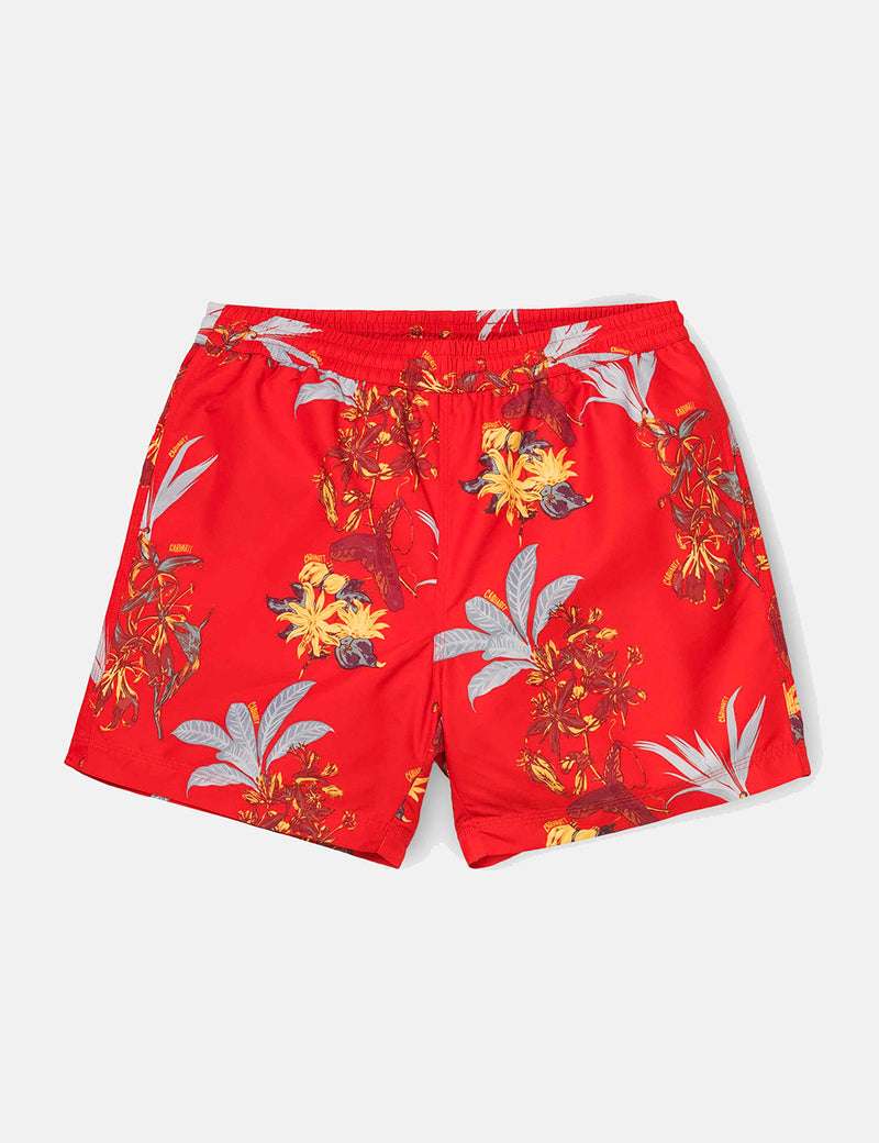 Carhartt-WIP Drift Swim Shorts - Hawaiian Floral Print/Red