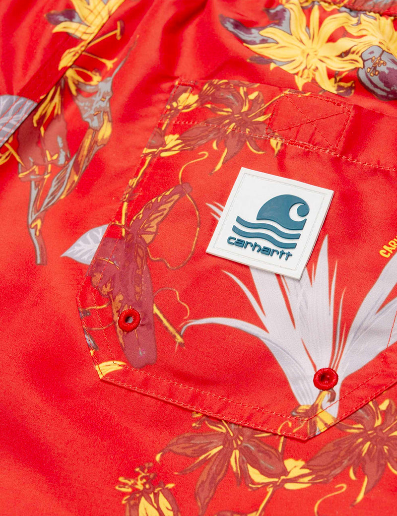 Carhartt-WIP Drift Swim Shorts - Hawaiian Floral Print/Red