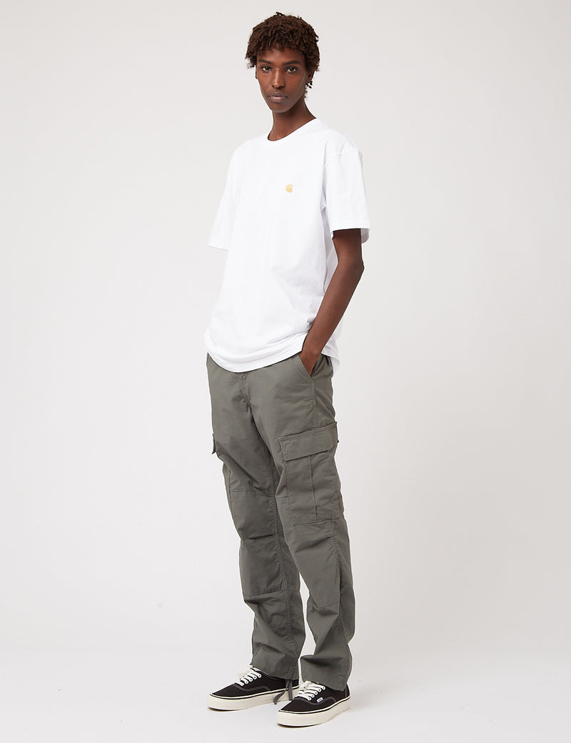 Carhartt-WIP-WIPレギュラーカーゴパンツ（リップストップ）-タイムグリーンリンス