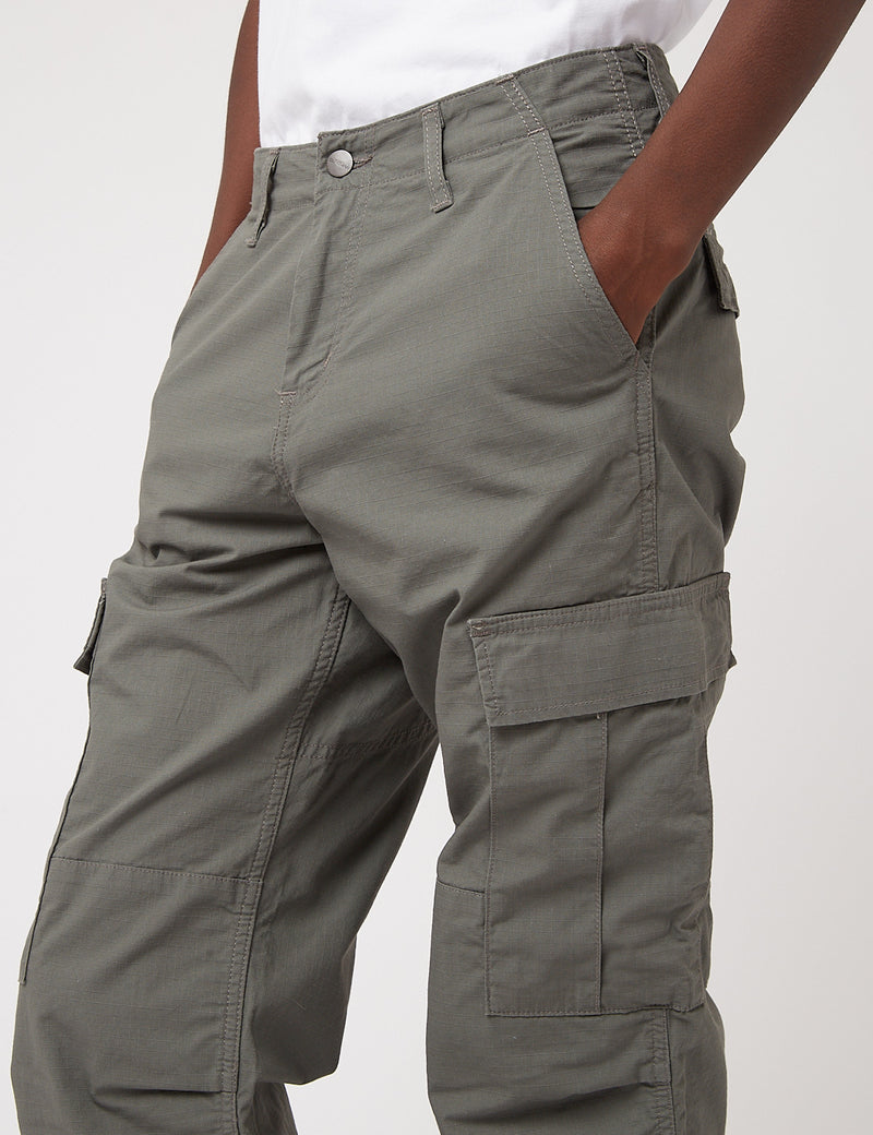 Carhartt-WIP-WIPレギュラーカーゴパンツ（リップストップ）-タイムグリーンリンス