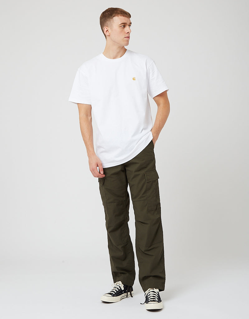 Pantalon cargo régulier Carhartt-WIP (Ripstop, 6,5 oz) - Cypress rinsed