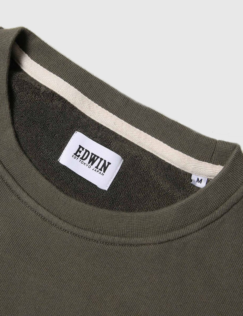 Edwin Long Sleeve Terry T-Shirt - Olive Green