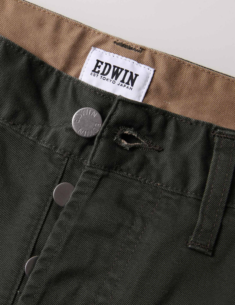 Edwin ED-55 Chino Pants - Uniform Green Rinsed