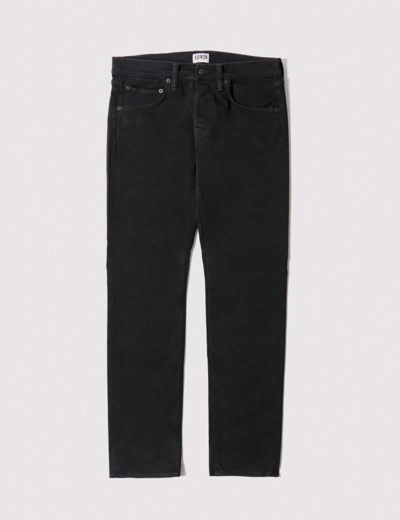 Edwin ED-55 CS Ink Black 11.5oz Jeans (Relax Tapered) - Black Rinsed