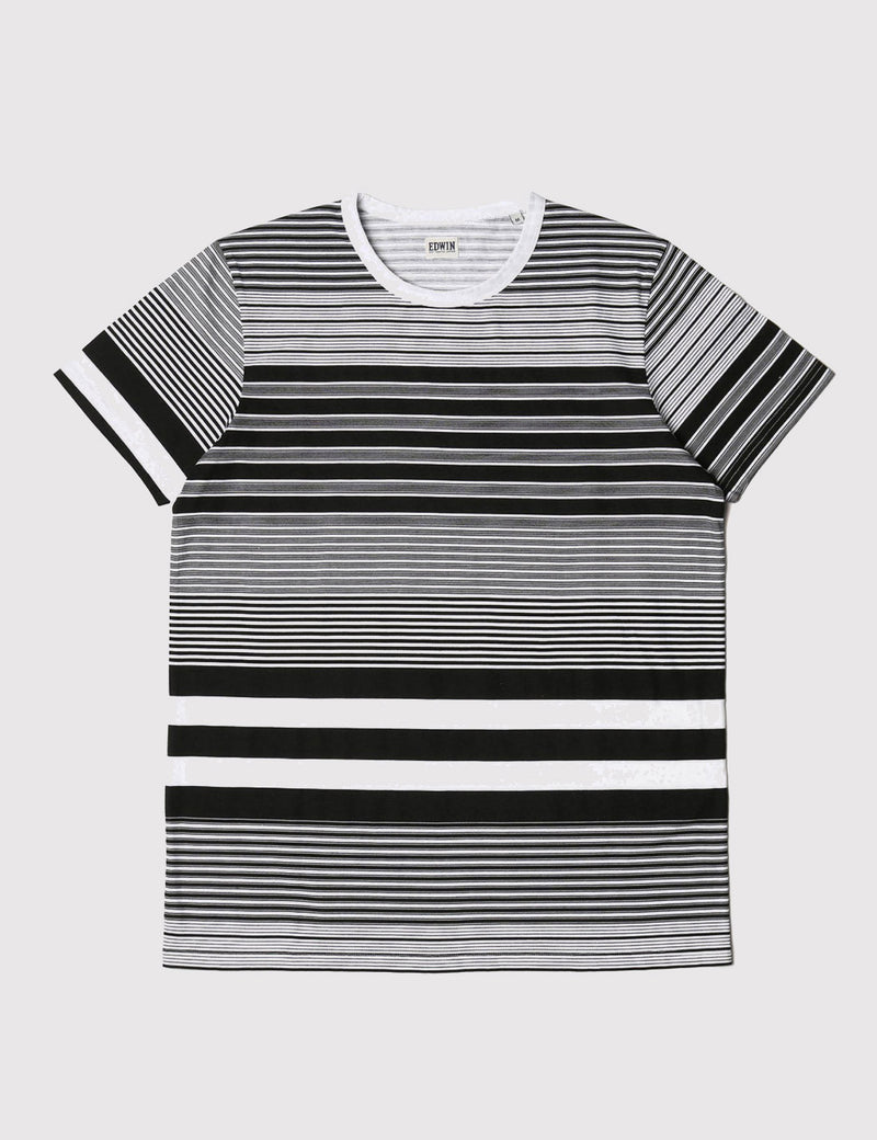 Edwin Mixed Stripes T-Shirt - Black