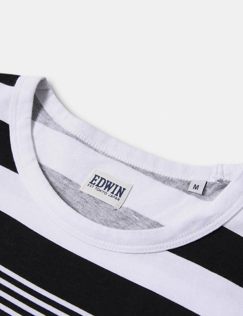 Edwin Mixed Stripes T-Shirt - Black