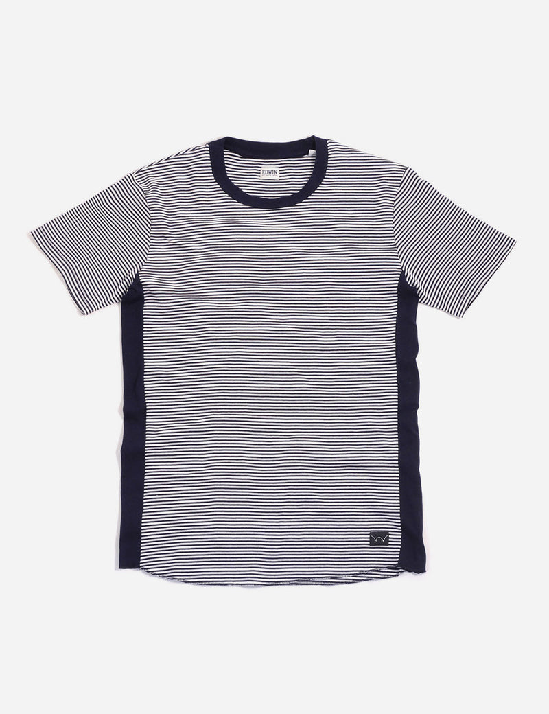 Edwin Engineered Stripes T-Shirt - Navy/White