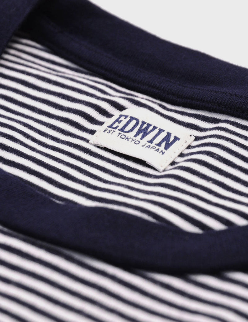 Edwin Engineered Stripes T-Shirt - Navy/White