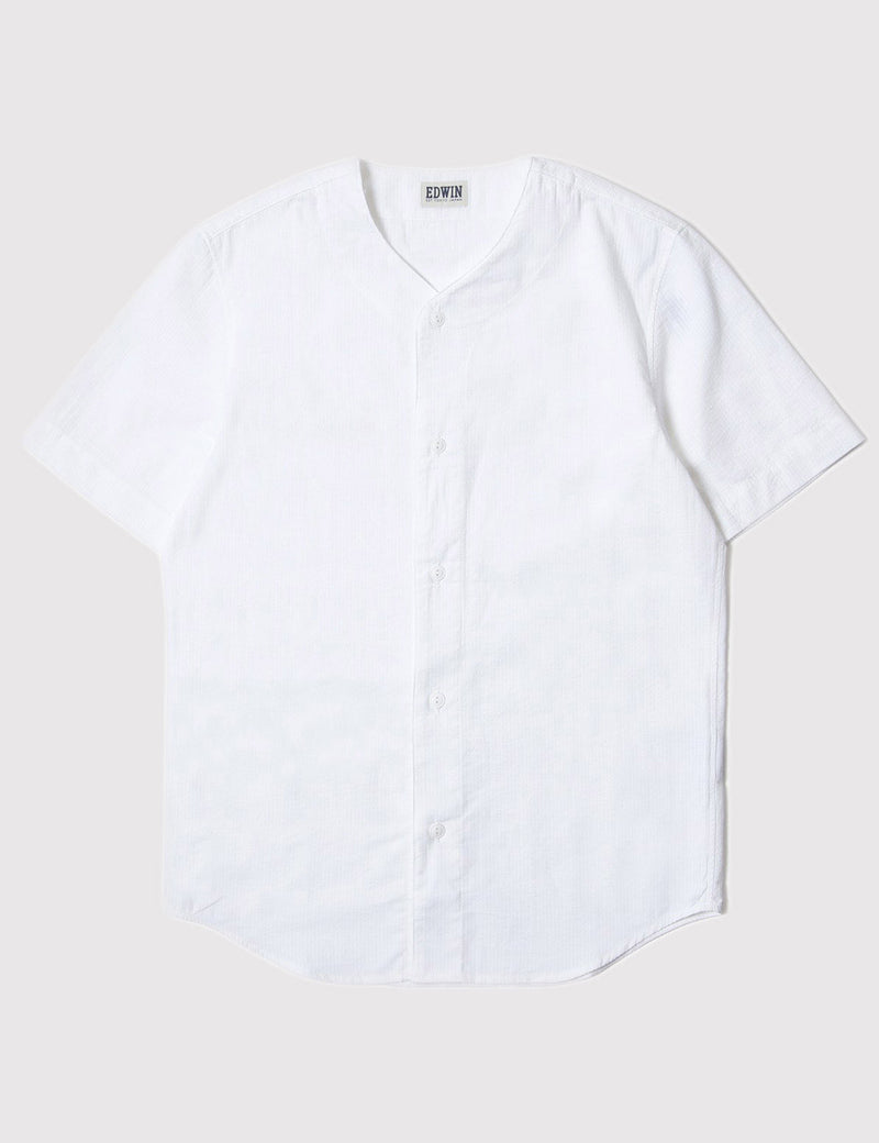 Edwin French Seersucker Baseball Shirt - White
