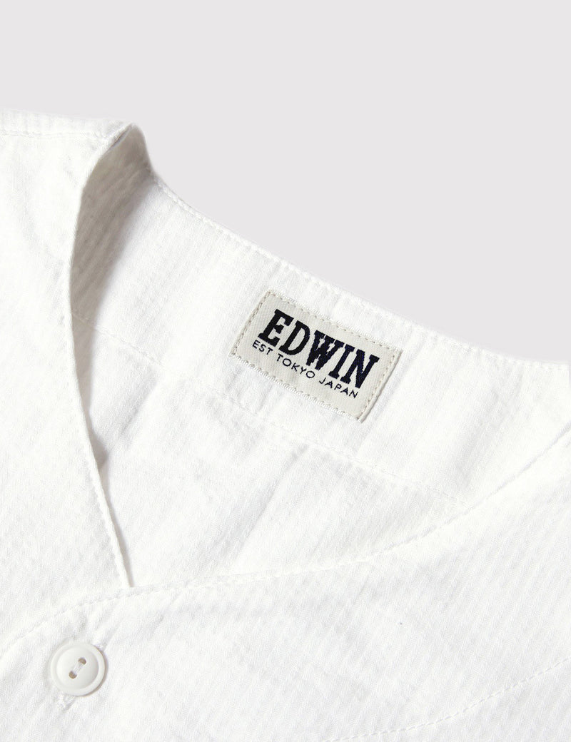 Edwin French Seersucker Baseball Shirt - White