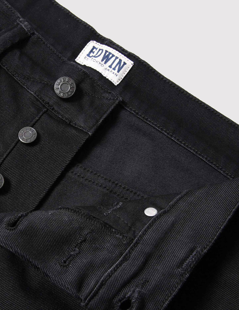Edwin ED-55 CS Ink 11oz Black Denim Shorts - Black Rinsed