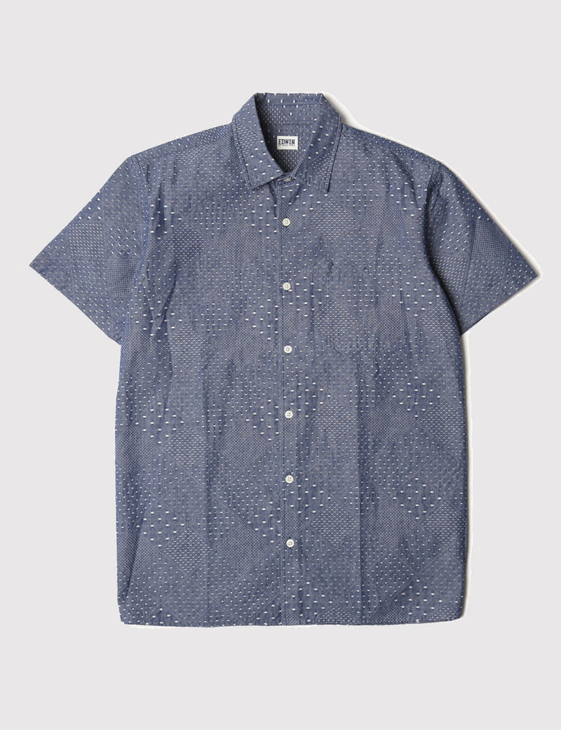 Edwin Nimes Short Sleeve Chambray Shirt - Chambray Blue