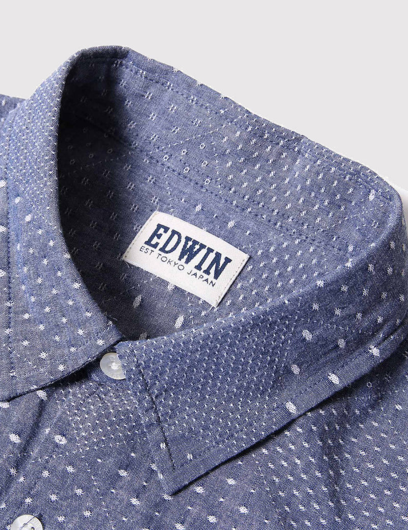 Edwin Cotton Chambray Dobby Nime Shirt - Blue
