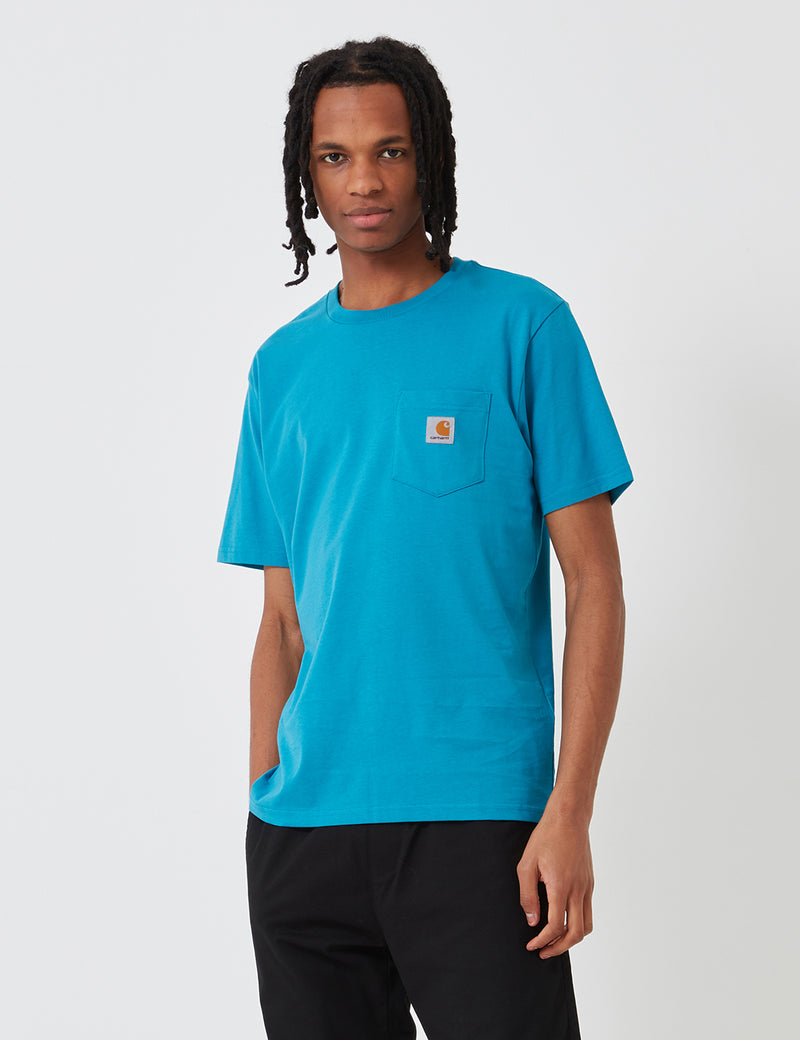 カーハート-WIPポケットTシャツ-ピオルブルー