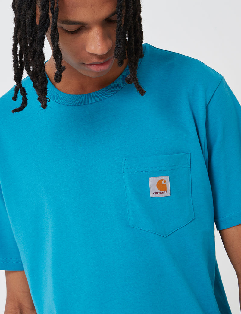 カーハート-WIPポケットTシャツ-ピオルブルー