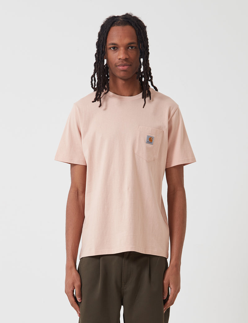 Carhartt-WIP 포켓 티셔츠-파우더리 핑크