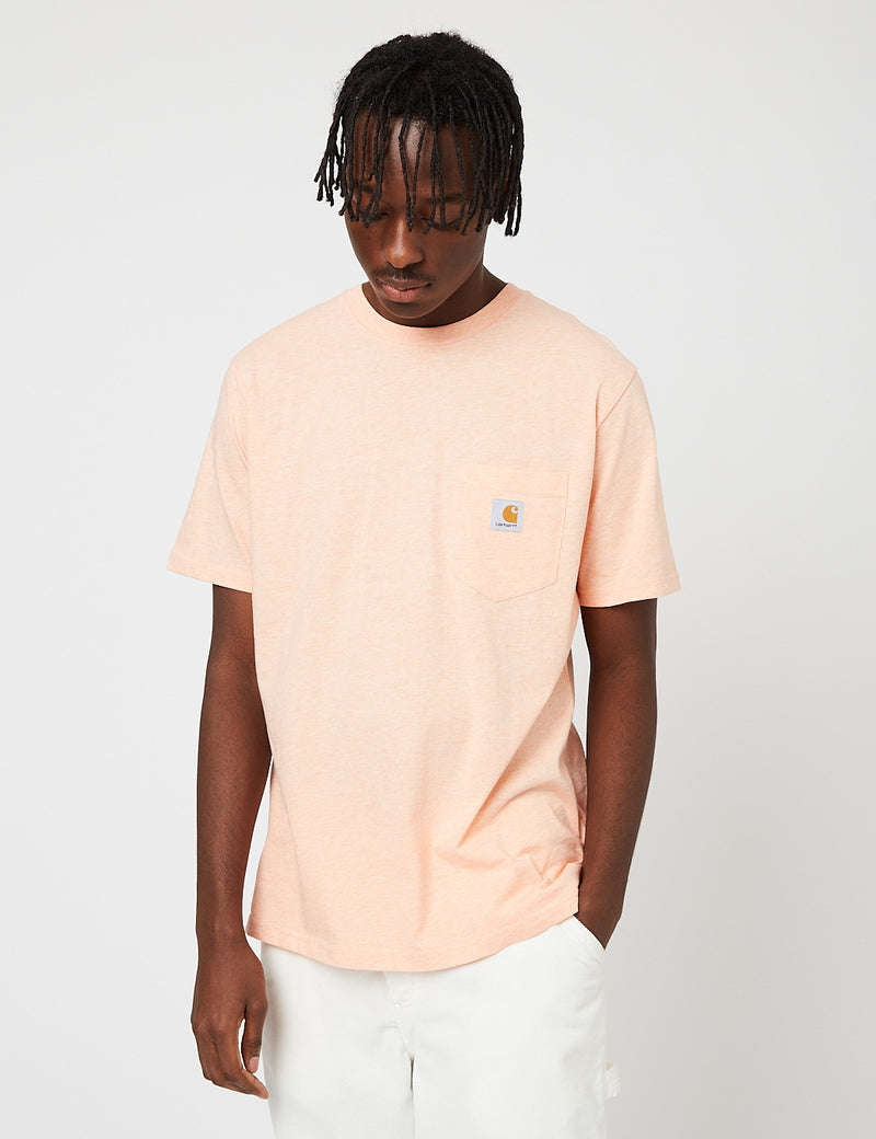 Carhartt-WIPポケットTシャツ-グレープフルーツヘザー