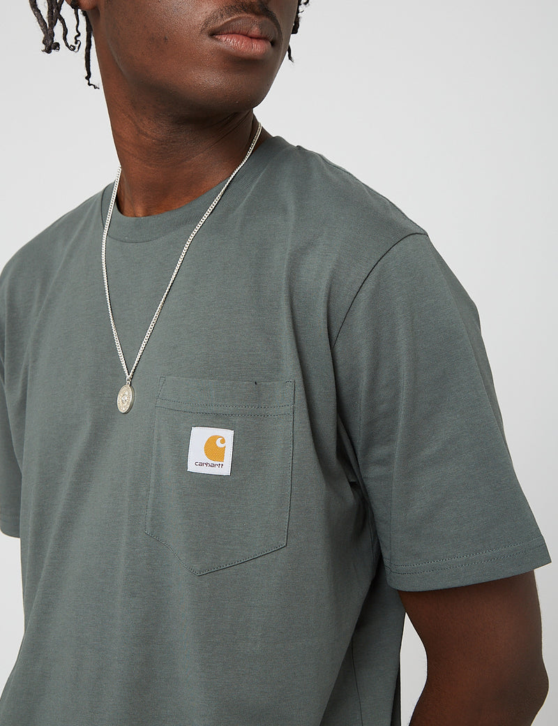 Carhartt-WIPポケットTシャツ-ヘムロックグリーン