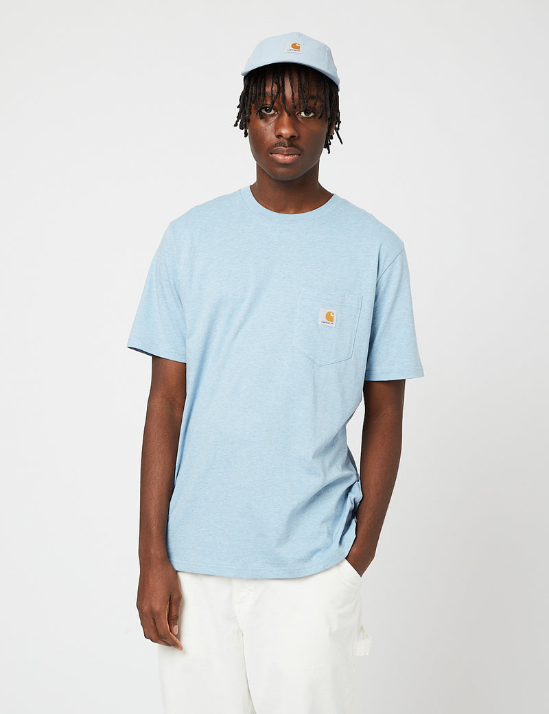 Carhartt-WIP Pocket T-Shirt - Frosted Blue Heather I URBAN EXCESS.