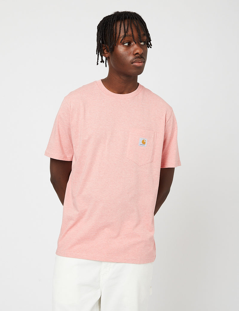 Carhartt-WIPポケットTシャツ-ロスコピンクヘザー