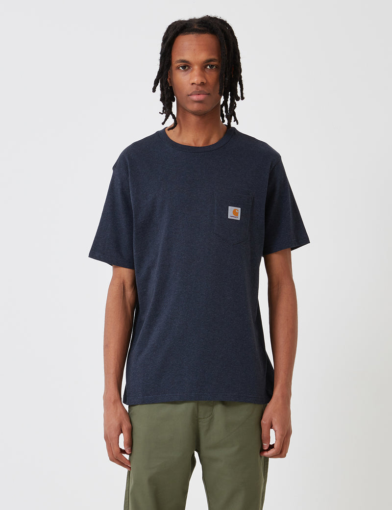 カーハート-WIPポケットTシャツ-ダークネイビーヘザー