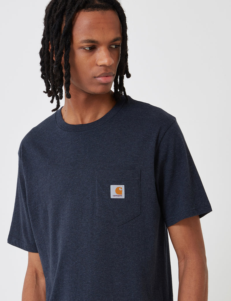 カーハート-WIPポケットTシャツ-ダークネイビーヘザー