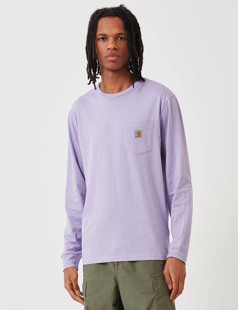 Carhartt-WIP Pocket Long Sleeve T-Shirt - Soft Lavender