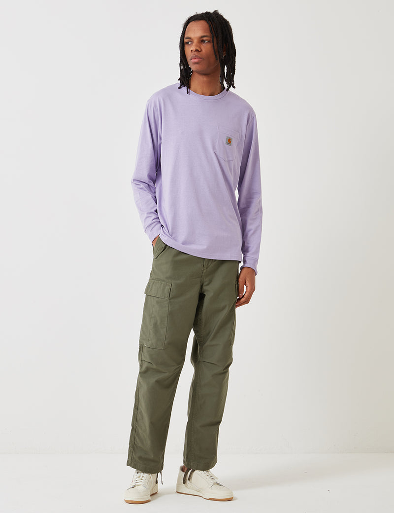 Carhartt-WIP Pocket Long Sleeve T-Shirt - Soft Lavender