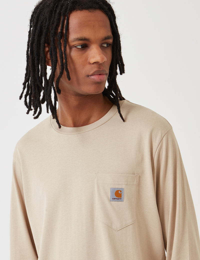 Carhartt-WIP Pocket Long Sleeve T-Shirt - Boulder Beige