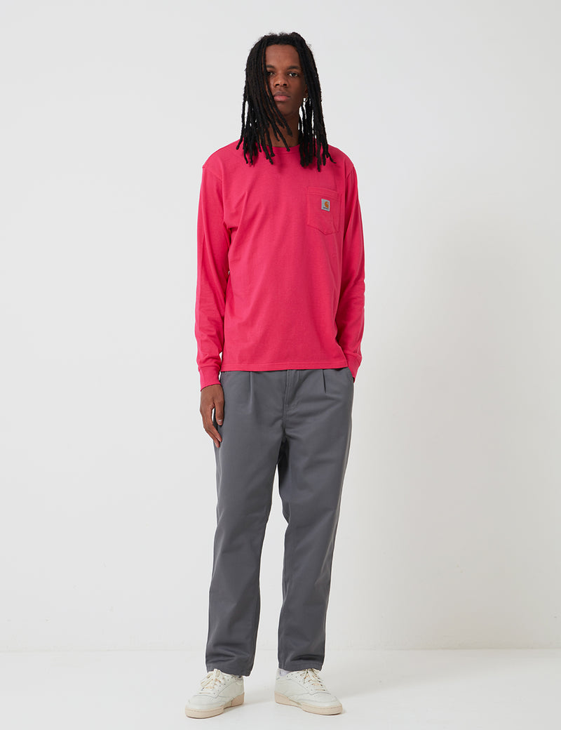 Carhartt-WIP Pocket Long Sleeve T-Shirt - Ruby Pink