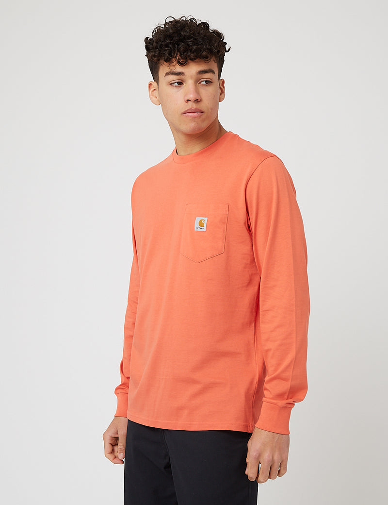 Carhartt-WIP Pocket Long Sleeve T-Shirt - Shrimp
