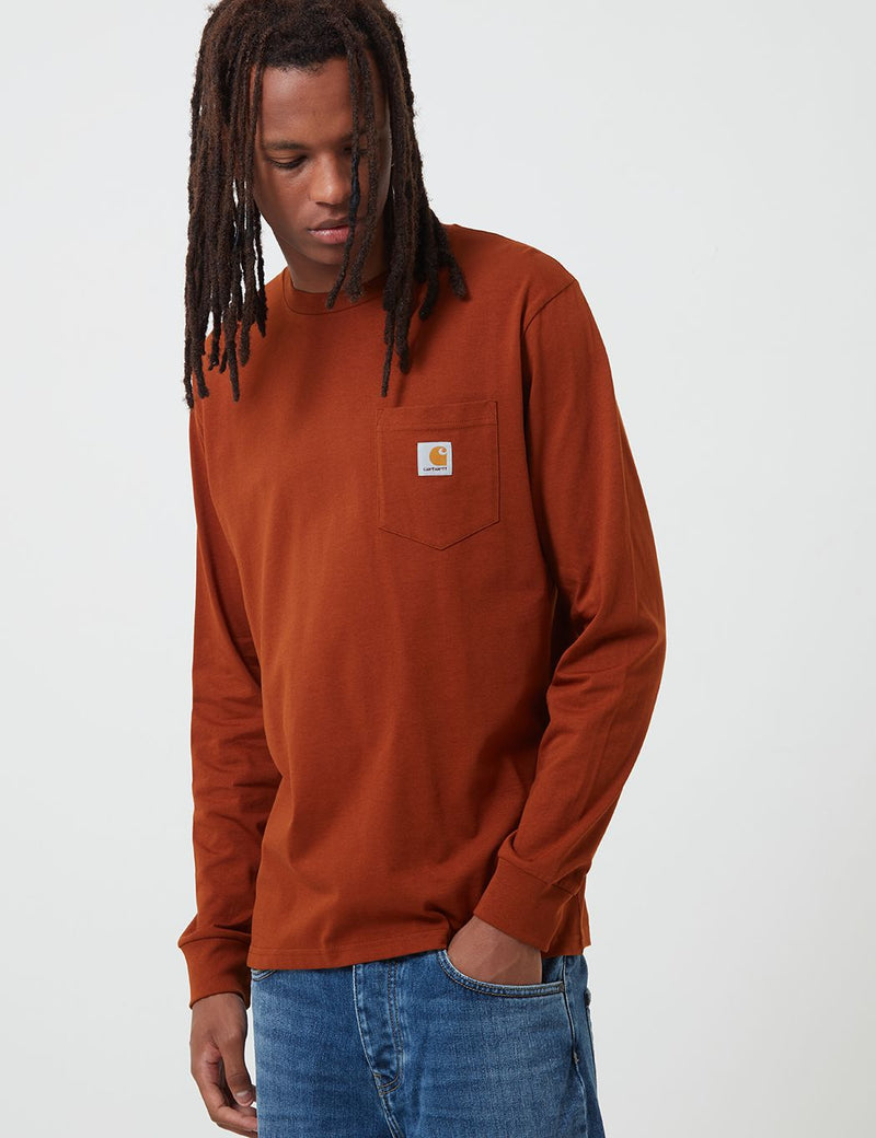 Carhartt-WIP Pocket Long Sleeve T-Shirt - Brandy