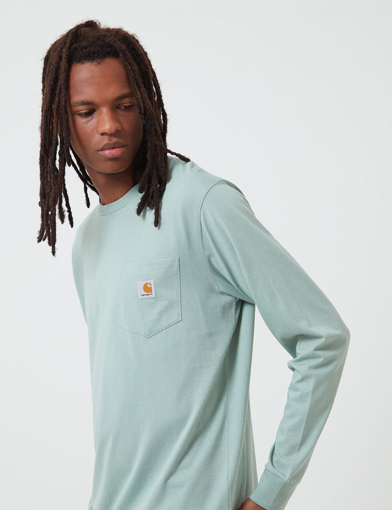 Carhartt-WIP Pocket Long Sleeve T-Shirt - Frosted Green