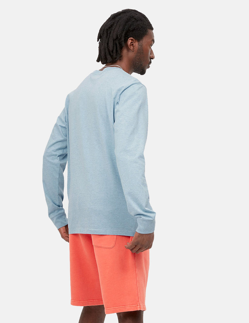 Carhartt-WIP T-Shirt à Manche Longue Poche - Frosted Blue Heather