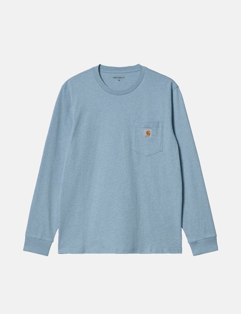Carhartt-WIP T-Shirt à Manche Longue Poche - Frosted Blue Heather
