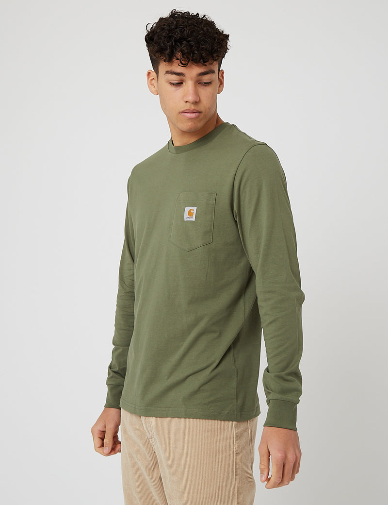 Carhartt-WIP Pocket Long Sleeve T-Shirt - Dollar Green