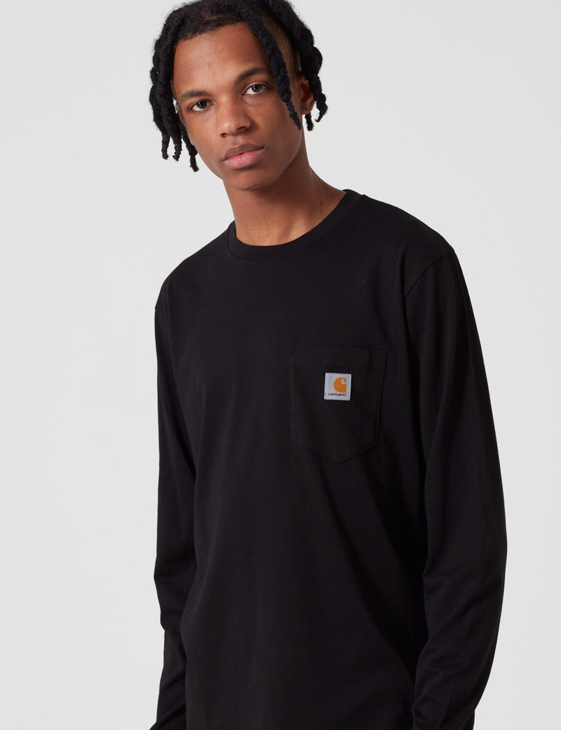 Carhartt-WIP Long Sleeve Pocket T-Shirt - Black