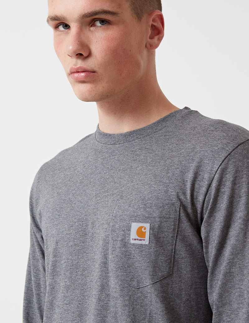 Carhartt Pocket Long Sleeve T-Shirt - Dark Grey