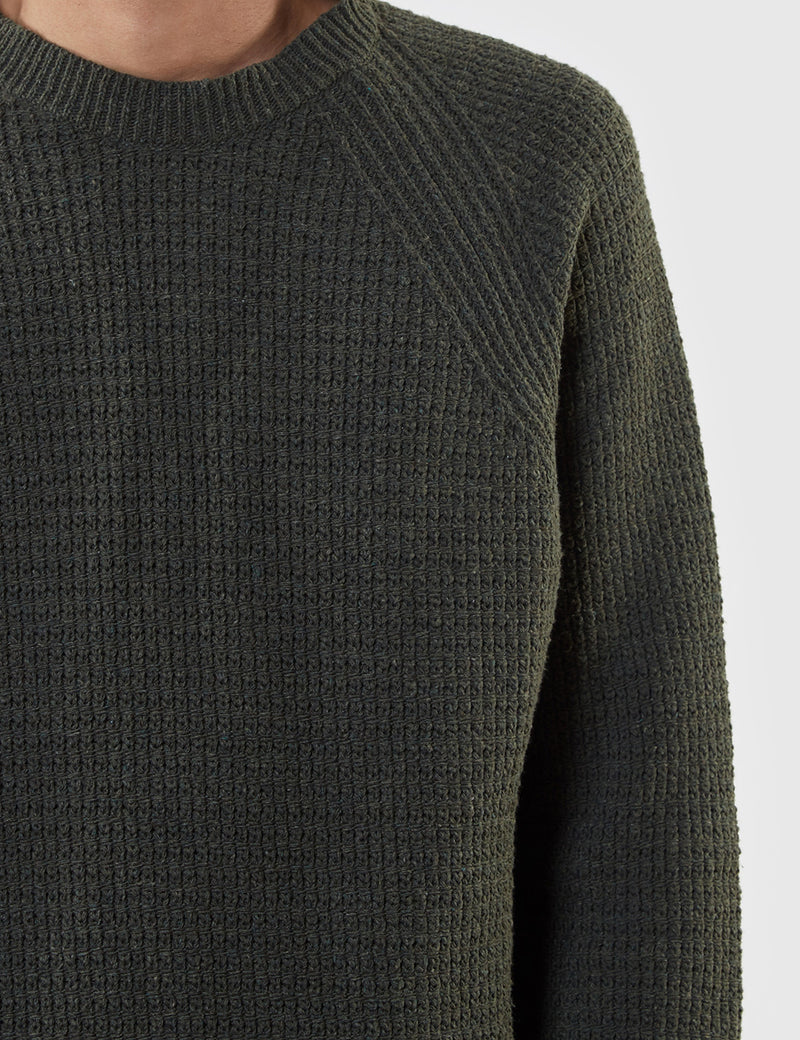 Edwin Purl Ecojean Knit Jumper - Uniform Green